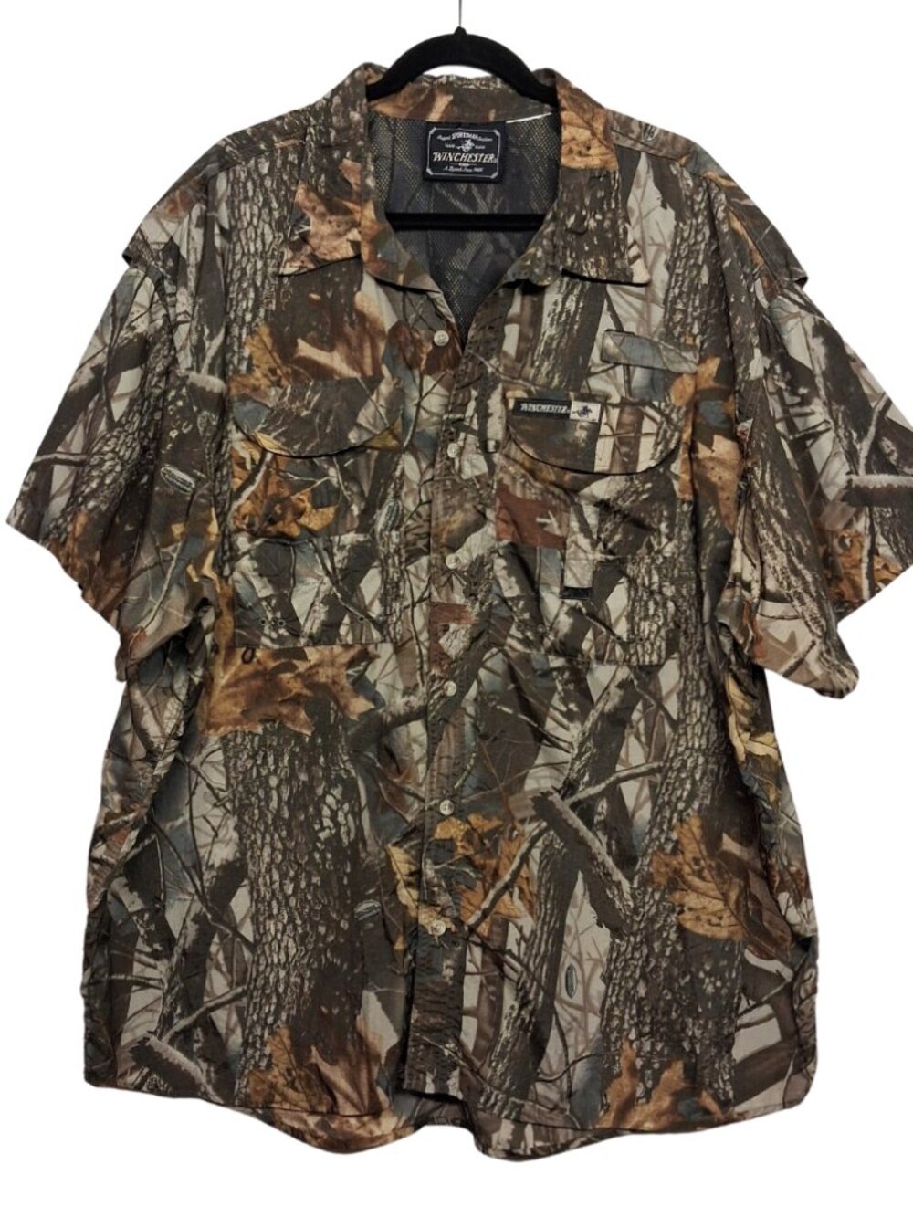 WINCHESTER Realtree Hardwood Camo Button Down Shirt Men's Short Sleeve 2X